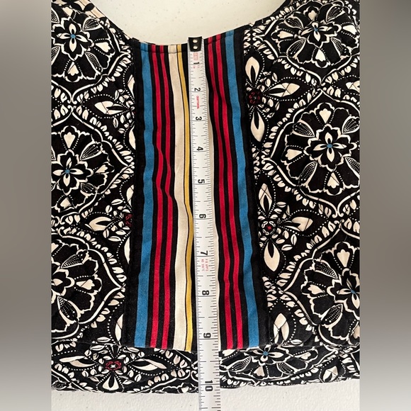 Vera Bradley Barcelona Black White Multicolor Stripe Scoop Quilted Purse - Picture 9 of 10